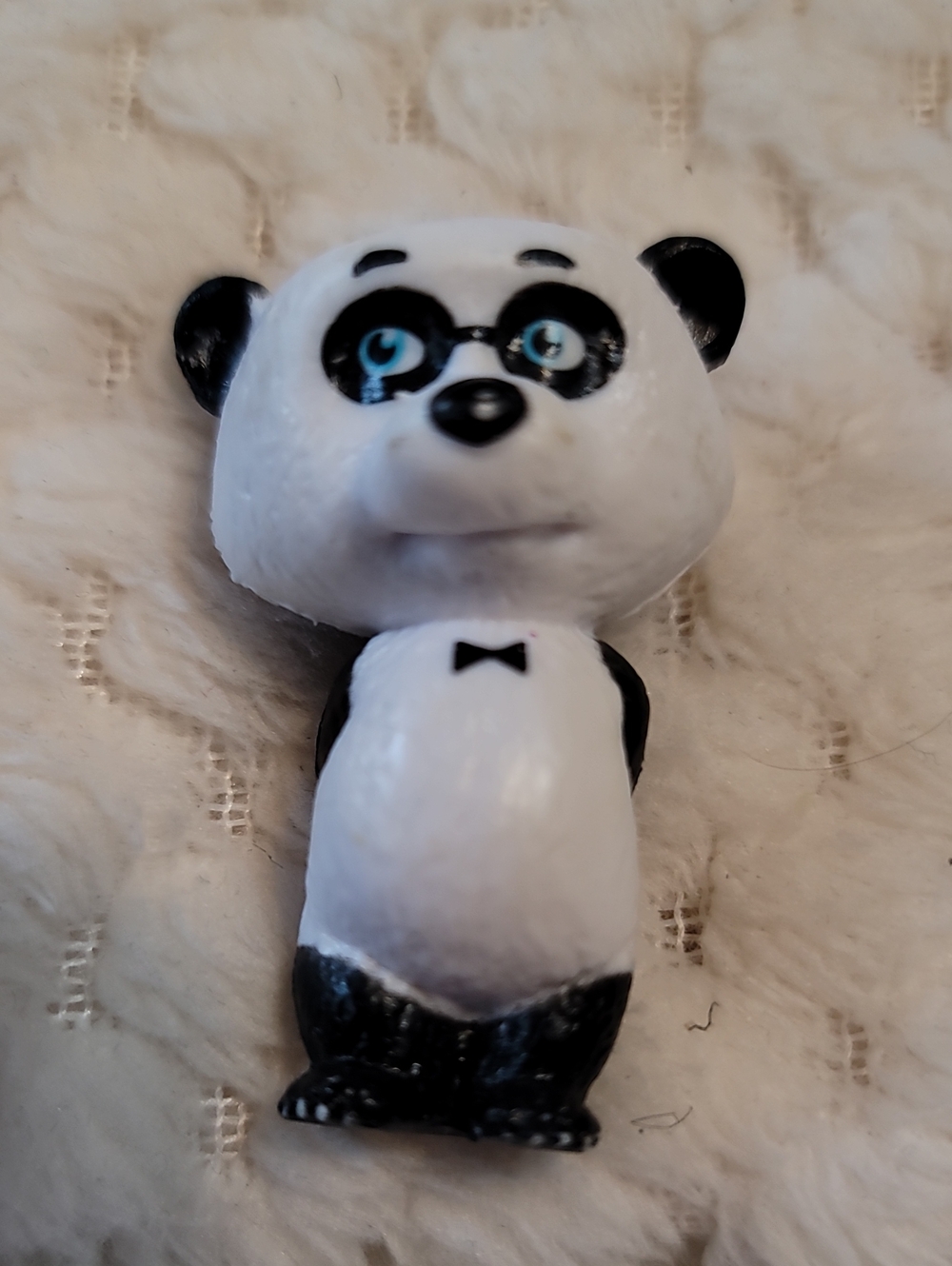 Masha and The Bear PVC Figure, Black & White Panda Figurine with Blue Eyes